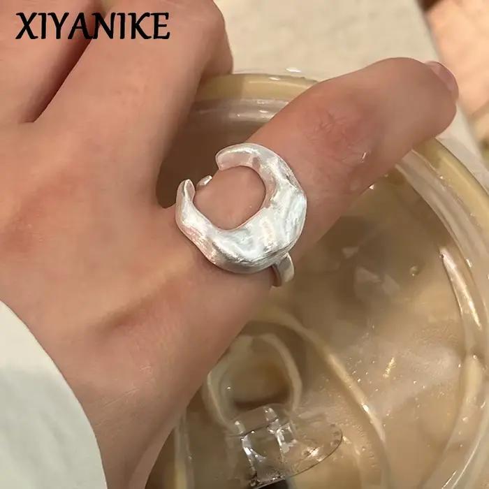 Bague en forme de croissant de lune pour femmes et filles, style hiphop rock, cadeau de fête, ajustable, métal plaqué argent, occassions spéciales