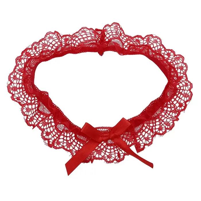 Collier ras du cou en dentelle pour femme motif nœud de nœud style torque bijoux fashion plaqué argent ou or
