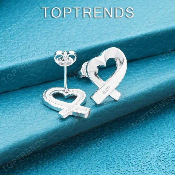Boucles d'oreilles en forme de cœur en argent Sterling 925