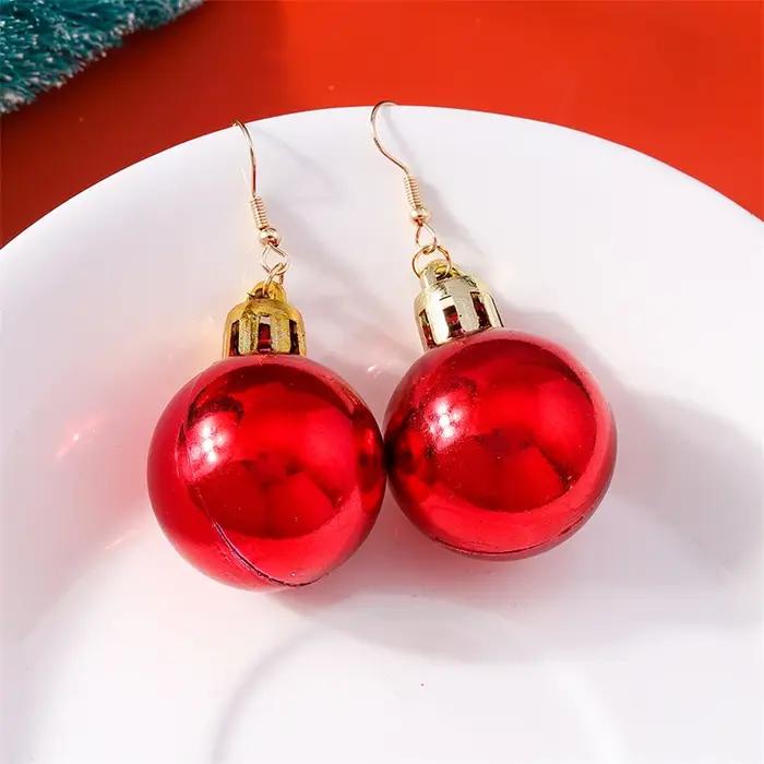 Boucles d'oreilles boule de noël à la mode pour femmes et filles, bijoux cadeaux de fête du nouvel a