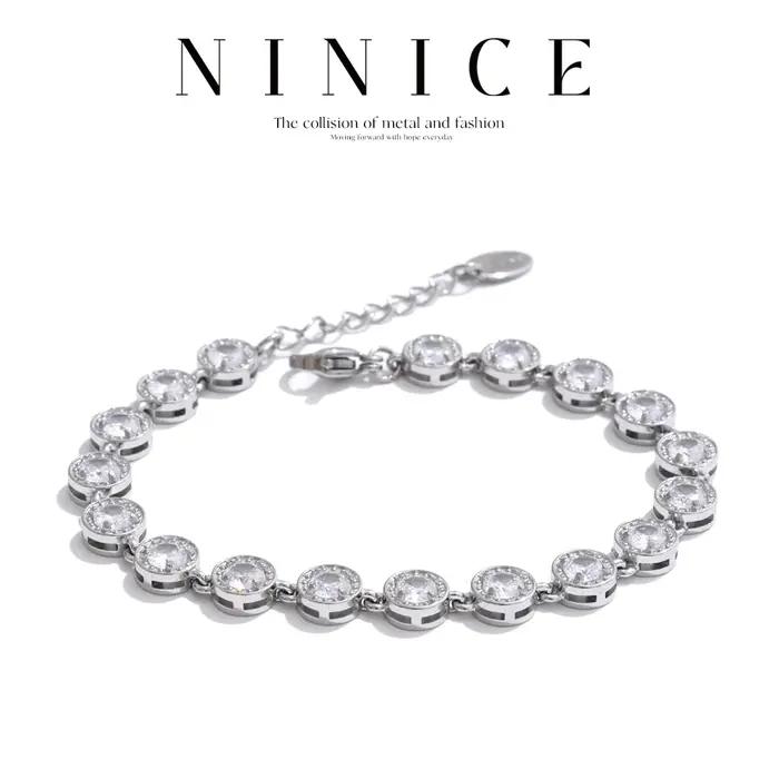 Bracelets en acier inoxydable bijoux femme collier ensemble coloré zircon cubique exquis étanche mode cadeau nouveau