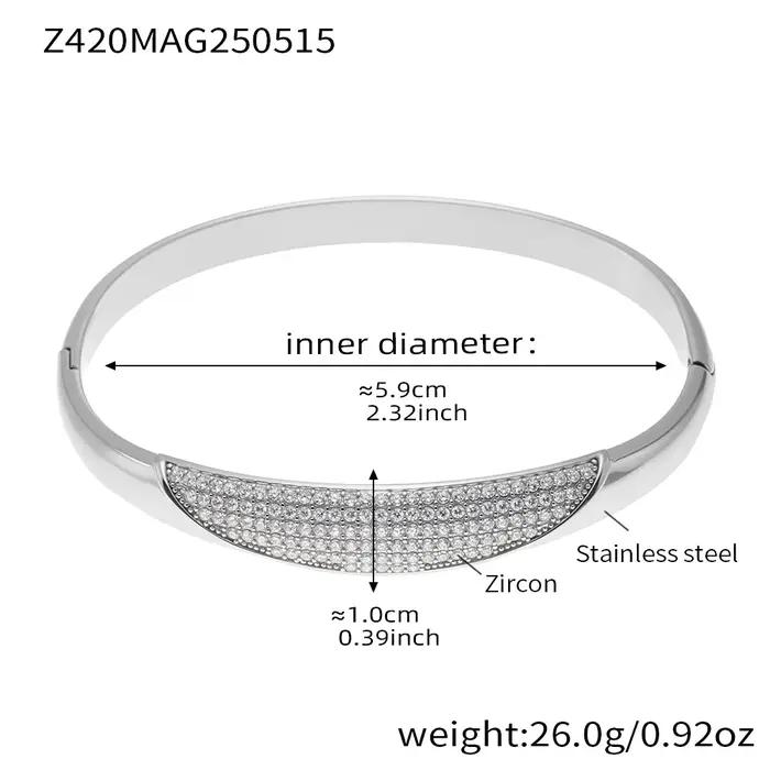 Bracelet en acier inoxydable plaqué or avec zircon blanc rose 5A pour femmes, bijoux de luxe imperméables, cadeau