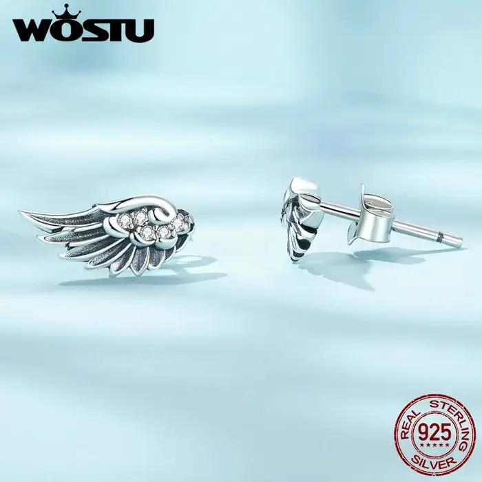 WOSTU – boucles d'oreilles ailes d'ange en argent Sterling 925