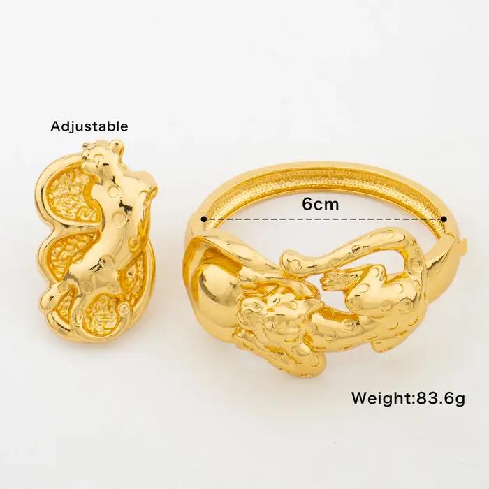 Ensemble de bracelets plaqué or avec bague pour femmes élégant romantique pour mariage fiançailles anniversaire occasions spéciales