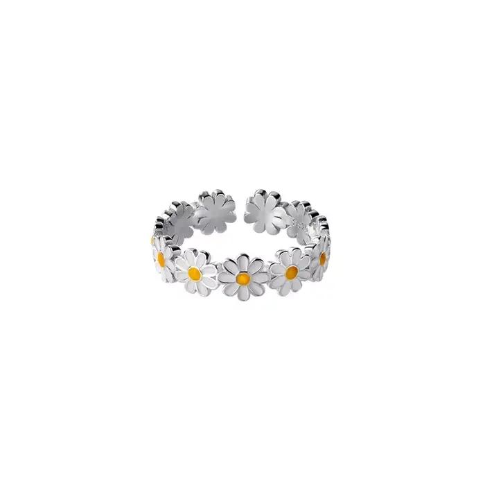 Bague de mariage coréenne vintage en forme de marguerite anneau de doigt réglable bijou pour femmes et hommes occasions spéciales romantique et mignon