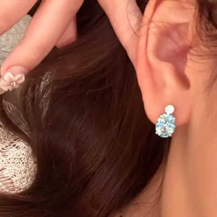 Collier et boucles d'oreilles tendance et élégants en pierre de menthe pour femme, ensemble de bijou