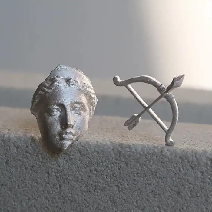 Boucles d'oreilles créatives asymétriques en forme de déesse Artemis et d'arc et flèche, bijoux en argent pour hommes et femmes, cadeau