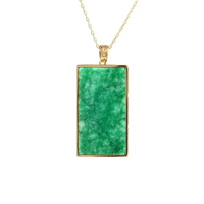 Collier pendentif en Jade naturel vert, amulette en pierres précieuses sculptées, pierre Vintage de