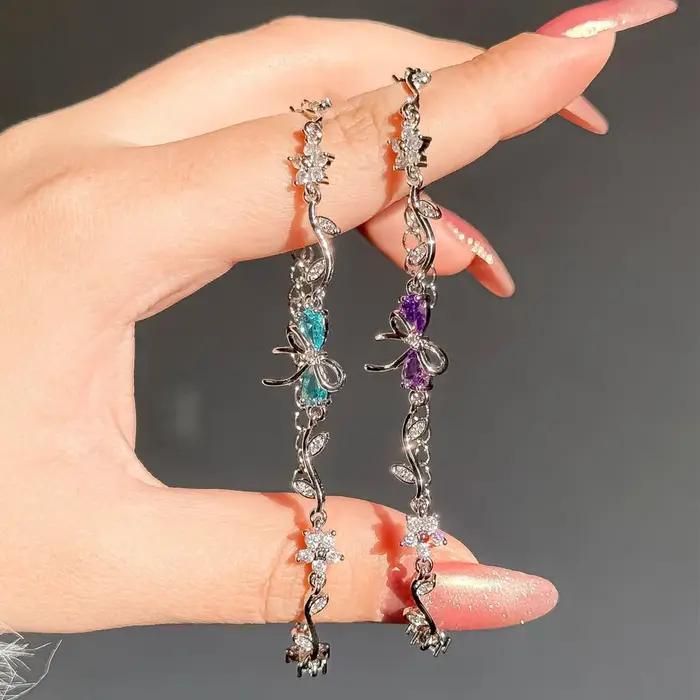 Bracelet de luxe en forme de fleur en Zircon coloré pour femmes et filles