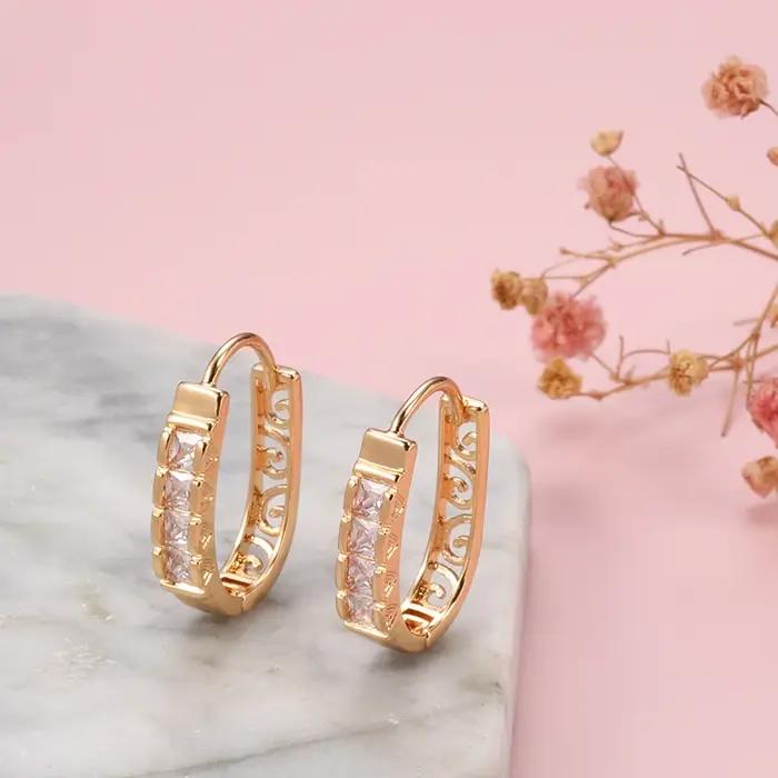 Kinel – boucles d'oreilles créoles en Zircon naturel pour femmes