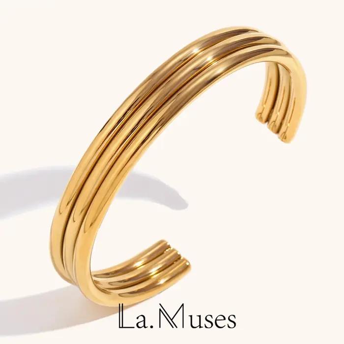 La. Muses-Bracelet en acier inoxydable plaqué or 18 carats