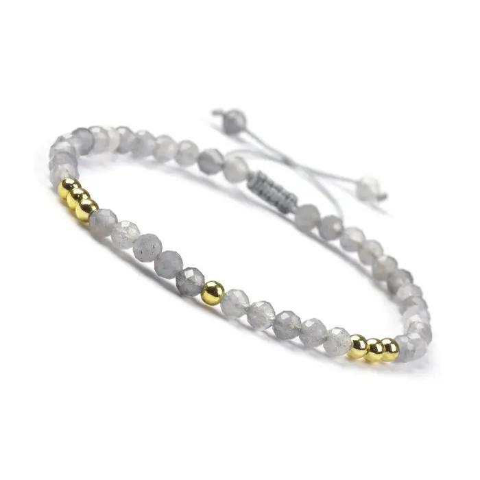 Bracelet réglable tressé en pierre naturelle