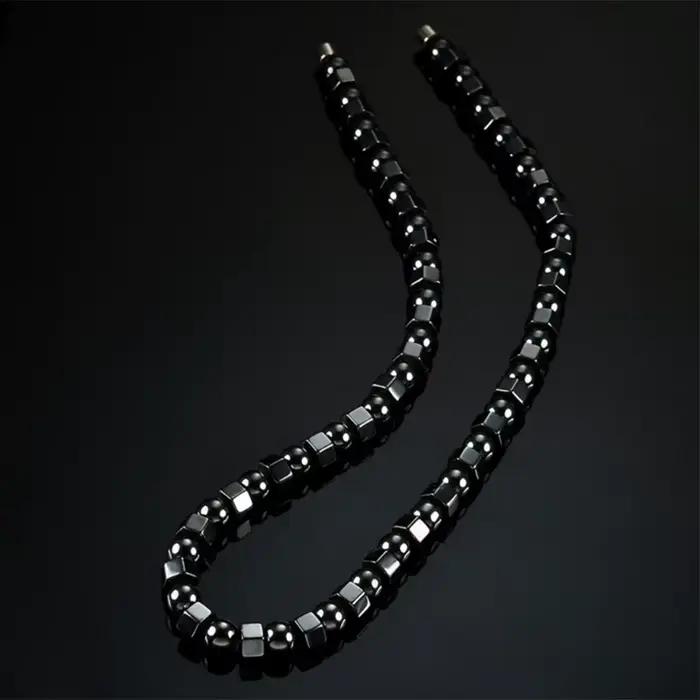 Collier en hématite noire, collier thérapie magnétique guérison, soulagement douleur pour le cou