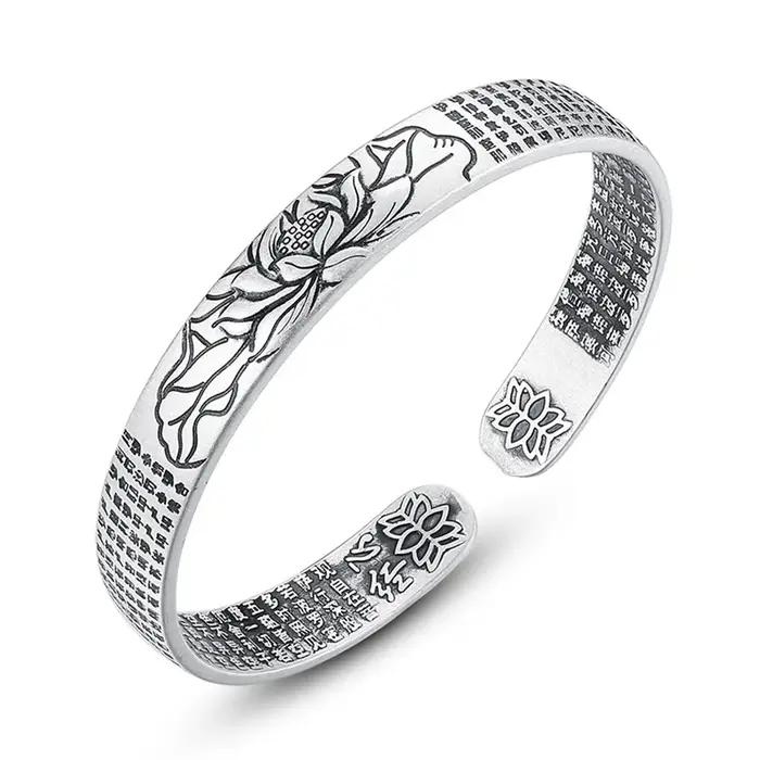 Bracelet jonc rond tendance en argent sterling 925