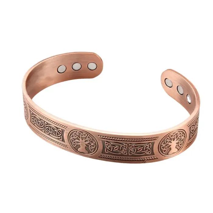 Bracelet à énergie magnétique de style européen et américain Vintage accessoire tendance magnétique en cuivre antique plaqué pour homme et femme occasions spéciales et quotidienne