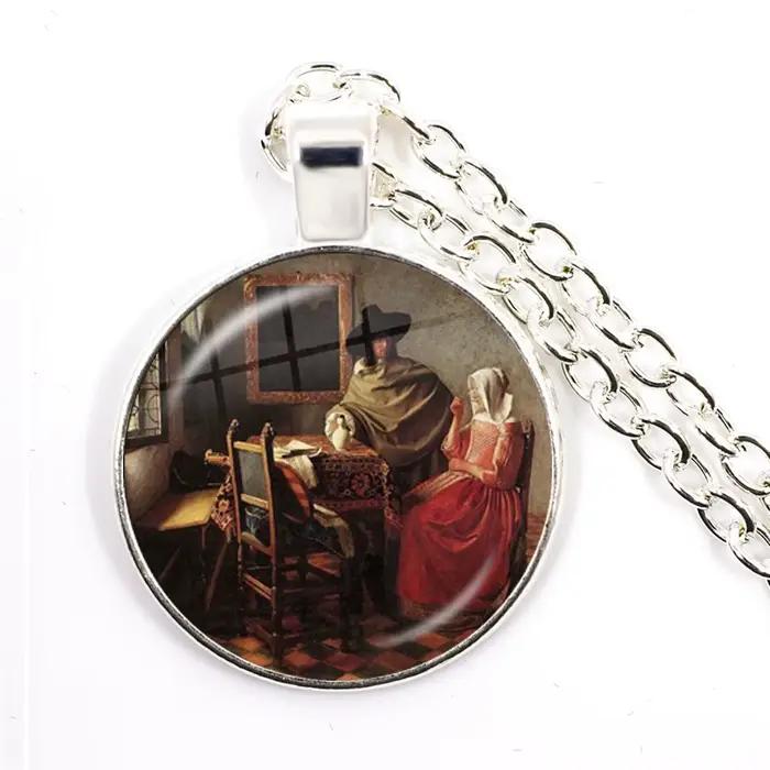 Pendentif de peinture à l'huile pour femmes et filles, 25mm, bijoux en verre, cadeau