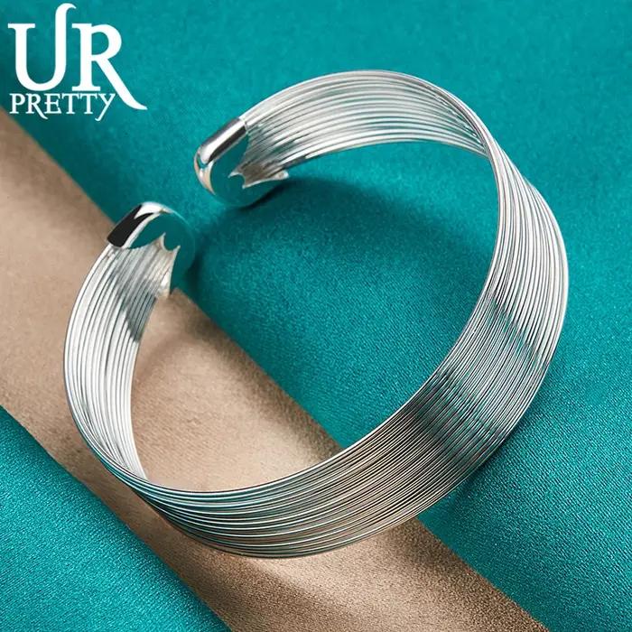 URPRETTY – Bracelet réglable multi-lignes en argent Sterling 925 pour femmes
