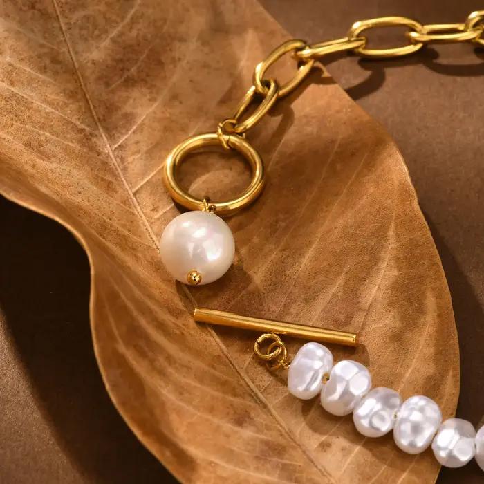 Bracelet à breloques en perles baroques d'imitation pour femmes