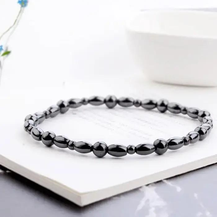 Bracelet de cheville magnétique géométrique en hématite