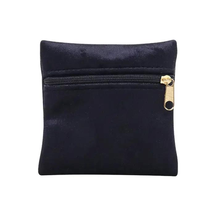 Sac à bijoux en velours à fermeture éclair à pression, sac de rangement pour bracelets, colliers, bo