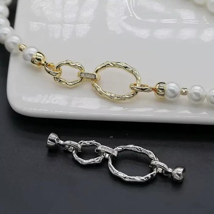 Chaîne de perles en cuivre plaqué or, grand et petit cercle, fermoir à Double rangée, accessoires de collier, matériel de fabrication de bijoux