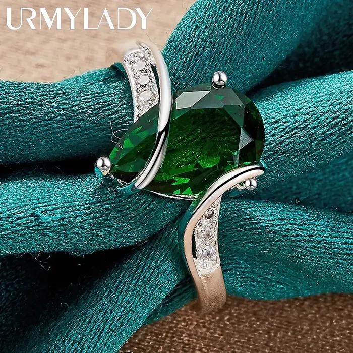 URMYLADY 925 argent Sterling goutte d'eau Turquoise 7-10 # Bague pour femmes