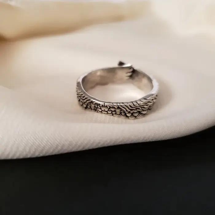 Bague rétro ailes d'ange pour femmes et hommes
