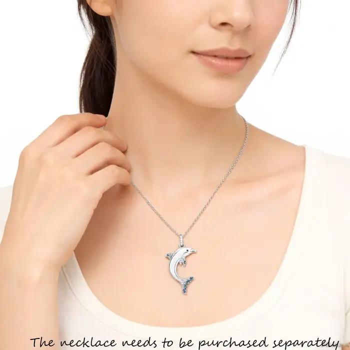 Pendentif dauphin bleu marque en argent Sterling 925