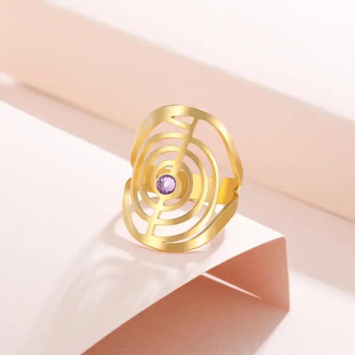 Bague Skyrim ChoKuRei avec zircon en acier inoxydable pour femme