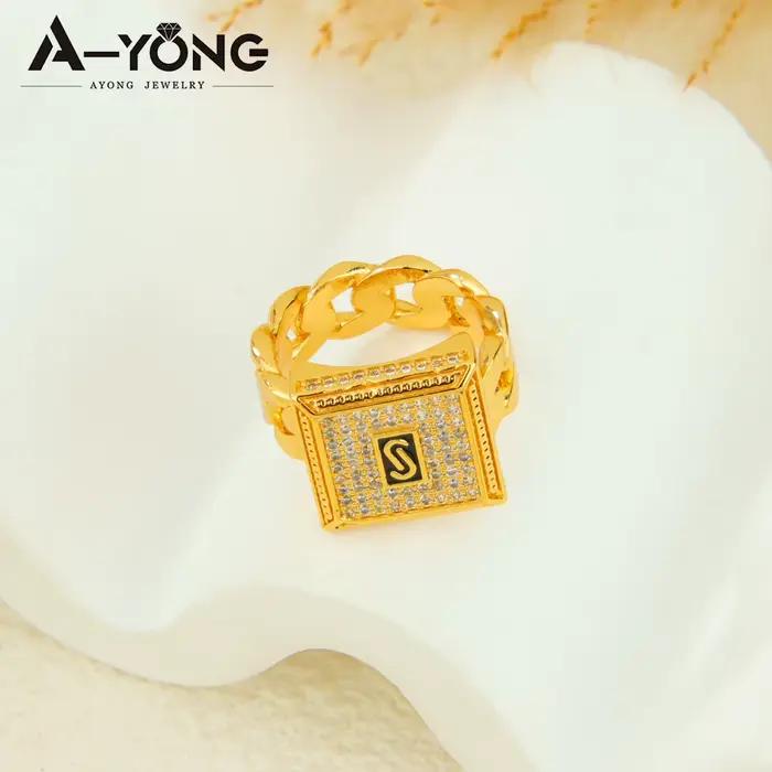 Parure de bijoux hip-hop italienne en zircone plaqué or 24 carats, style arabe punk, bracelets manch