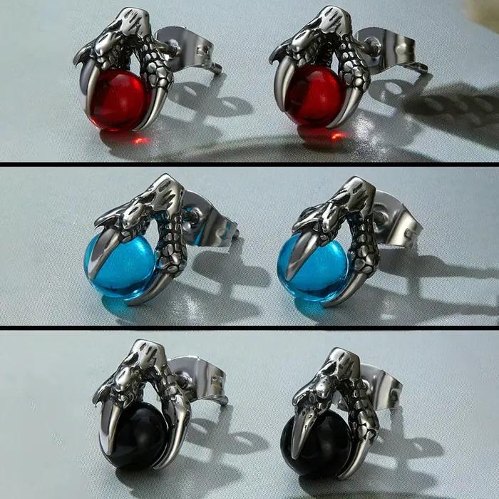 Boucles d'oreilles griffe de dragon en acier inoxydable pour hommes et femmes