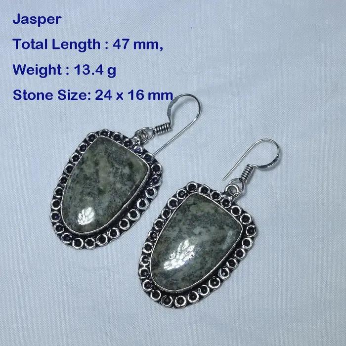 Boucles d'oreilles en agate véritable, jaspe et charoïte