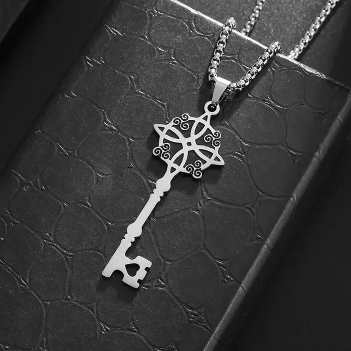 Collier pendentif clé nœud de sorcière pour femmes et hommes