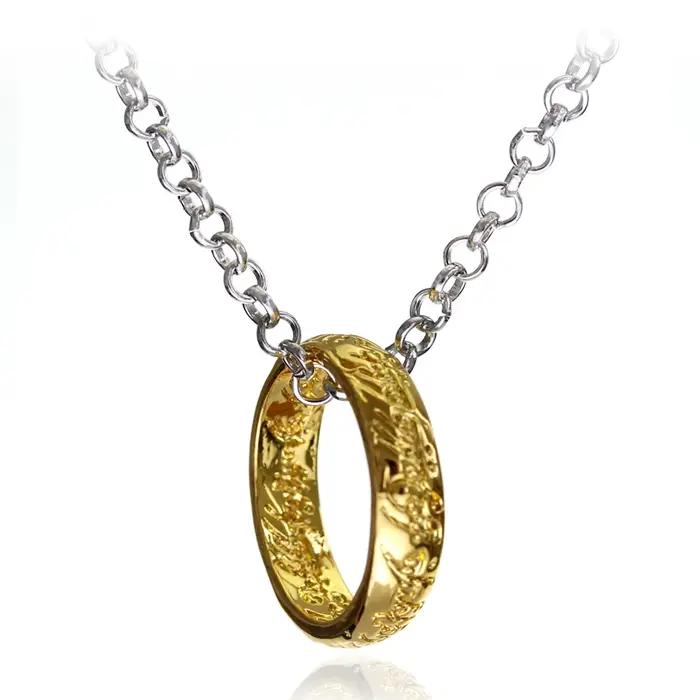 Collier pendentif en acier inoxydable gravé plaqué or