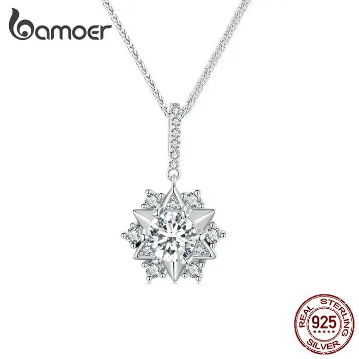 Bamoer 1 Carat réel Moissanite étoile pendentif collier pour les femmes 925 en argent Sterling fête