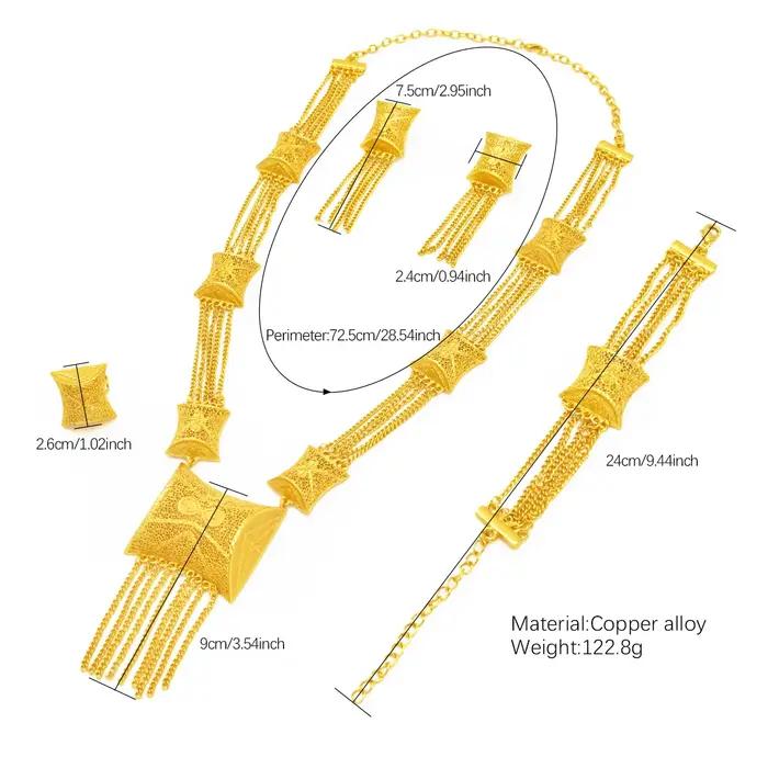 ANIID Dubai 24K couleur or longs ensembles de bijoux de mariage collier africain boucles d'oreilles pour les femmes nigérian indien ensemble de mariée cadeaux de fête