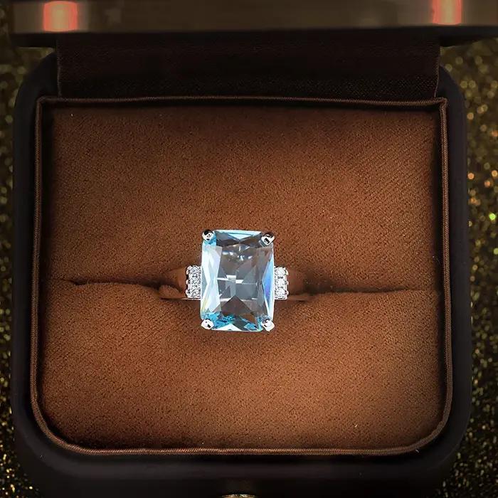Bague de fiançailles en topaze plaqué argent pour femme