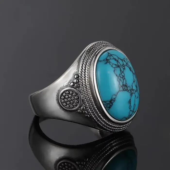 Bagues ovales Turquoise naturelles 10x14MM