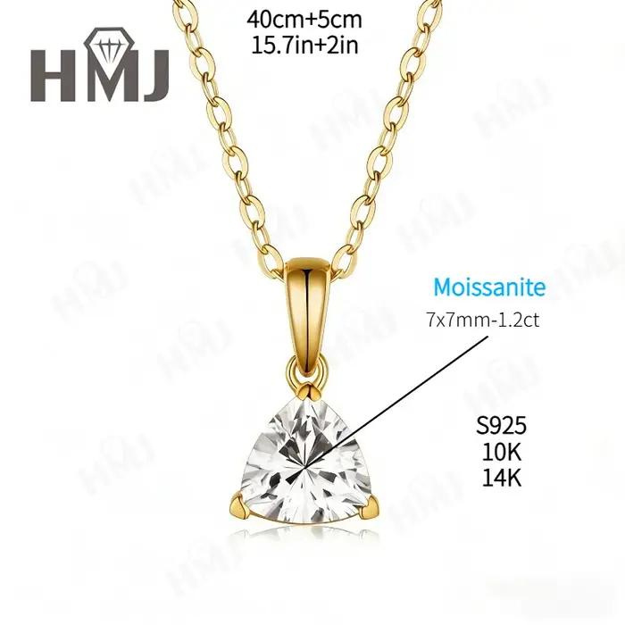 Collier en moissanite véritable taille trillon 1
