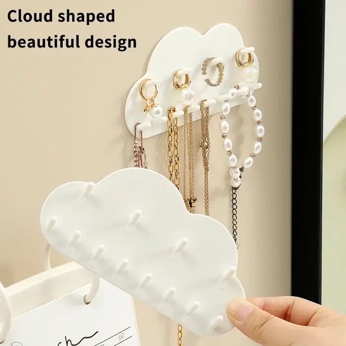 Organisateur de bijoux mural HWetR en plastique blanc pour rangement et exposition de bagues, boucles d'oreilles, colliers et accessoires pour femmes occasions spéciales