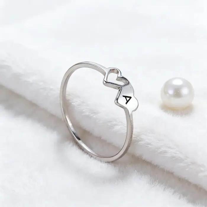 COOLTIME – bague avec lettre initiale pour femmes