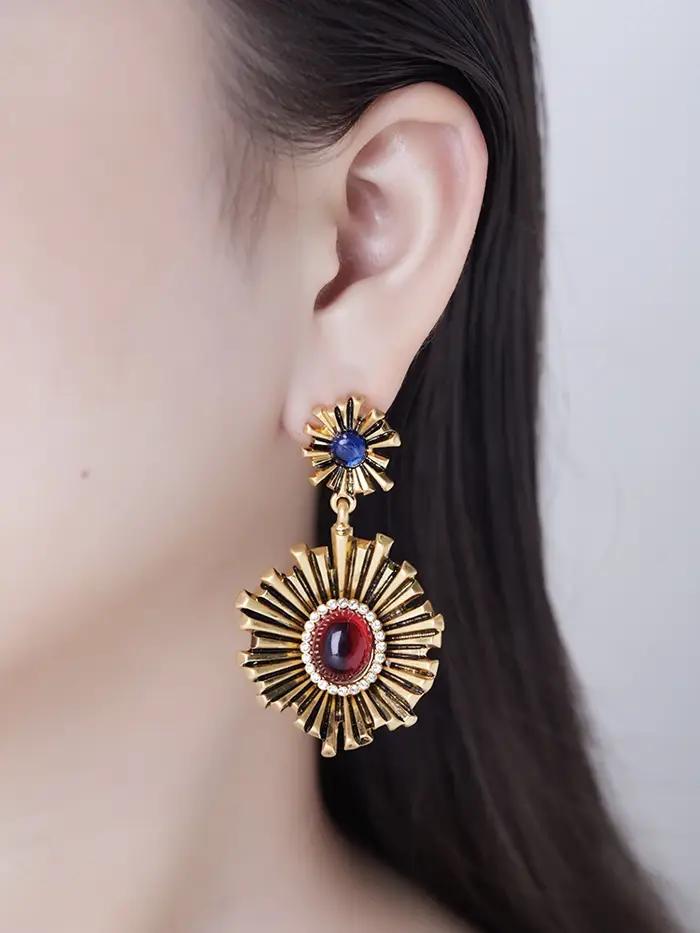 Boucles d'oreilles pendantes en métal irrégulier, boucles d'oreilles antiques Vintage, broches en ar