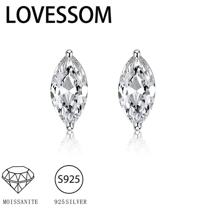 Une paire de boucles d'oreilles en argent 925, 1 carat, marquise, moissanite, tempérament simple, po