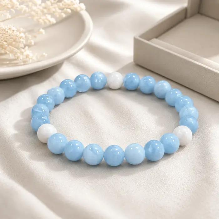 Bracelet de mode pour femme, design perlé fait main de 8 mm – Bijou Chakra pour la paix intérieure et l'équilibre émotionnel – Accessoire de style bohème