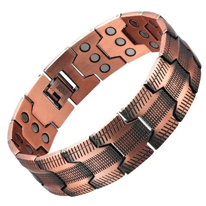 Bracelet Magnétique en Cuivre Pur pour Homme, Johonneur et Aimants de Force, Thérapie, Bijoux Cadeau