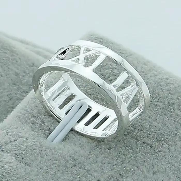 Bague ronde en argent Sterling 925 avec chiffres romains, taille 5-10, accessoires de bijoux à la mode pour femmes, cadeau romantique pour fête de fiançailles