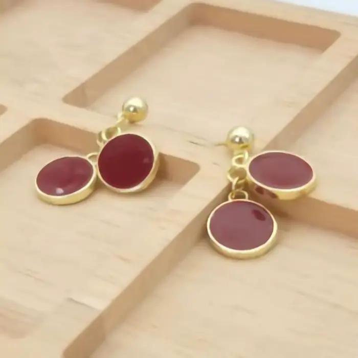 Maillard Style coloré à la mode Simple géométrique rond pendentif boucles d'oreilles pour les femmes élégant goutte d'huile boucles d'oreilles bijoux de fête