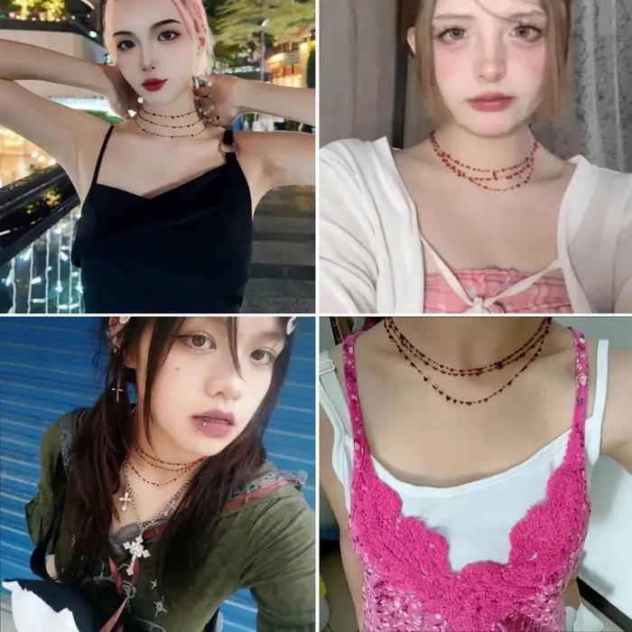 Collier Goutte de Sang en Résine Rouge pour Femme