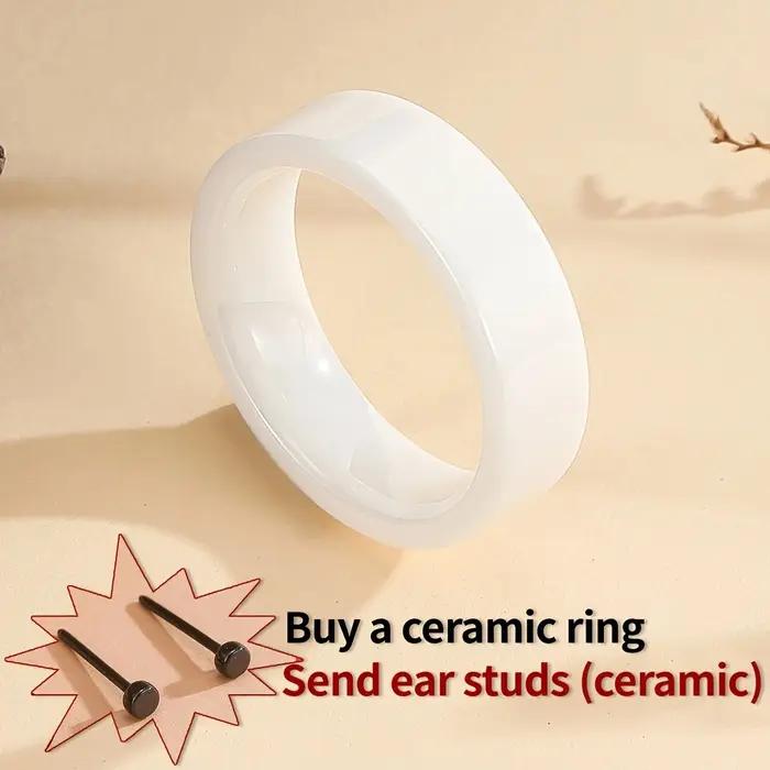 Bague en céramique minimaliste de style européen et américain, en noir et blanc, avec un ensemble de