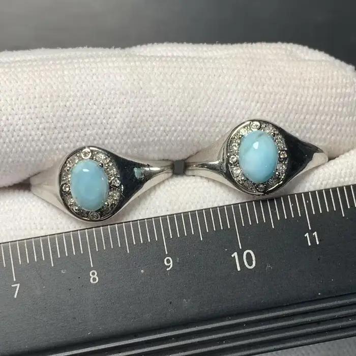 HEYYA – bague Larimar Vintage en pierre naturelle pour femmes